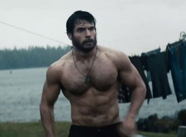 Henry Cavil's shirtless picture from the movie 'Superman'.